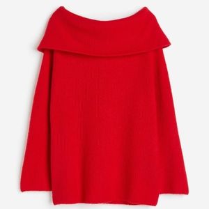 H&M Rib Knit Off the Shoulder Sweater, size Medium (oversized)